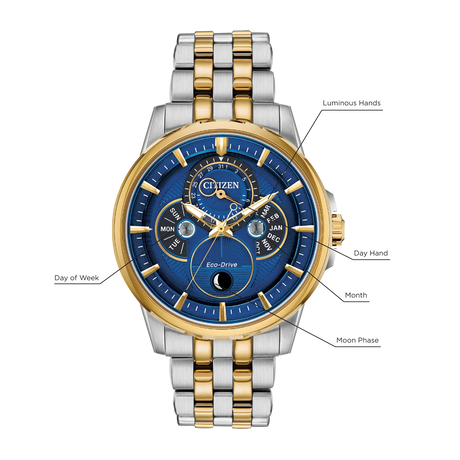 bu0054-52l Reloj Citizen de caballero pulsera de metal 44 mm