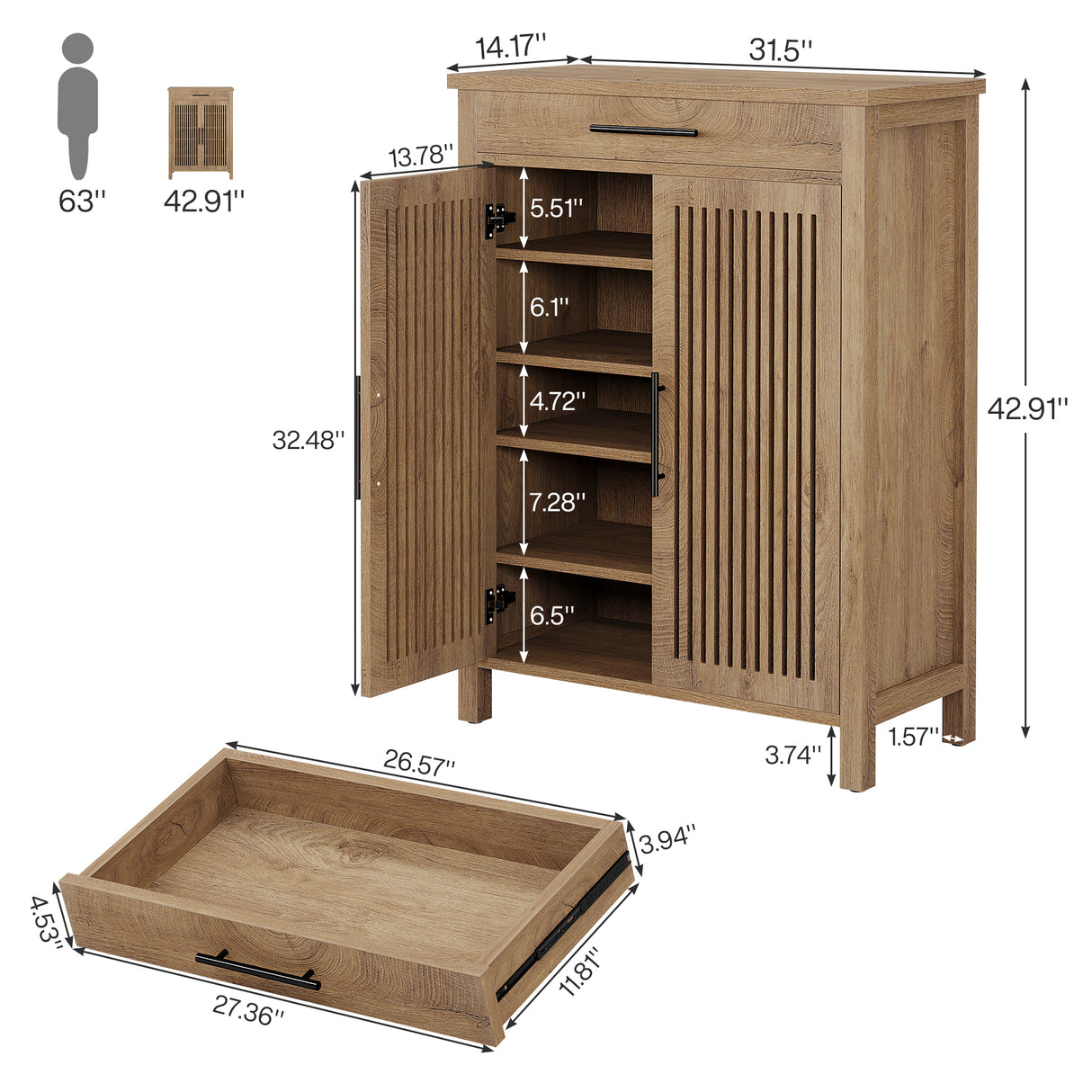 HOGA-HL0363 Gabinete Tribesigns multiusos de madera
