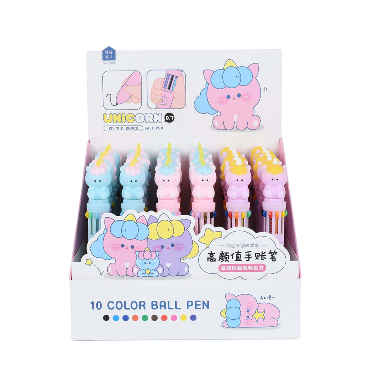 kk-7113 Lapicero unicornio de gel con diez colores