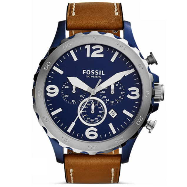 Reloj Fossil Nate de hombre correa de cuero 50 mm