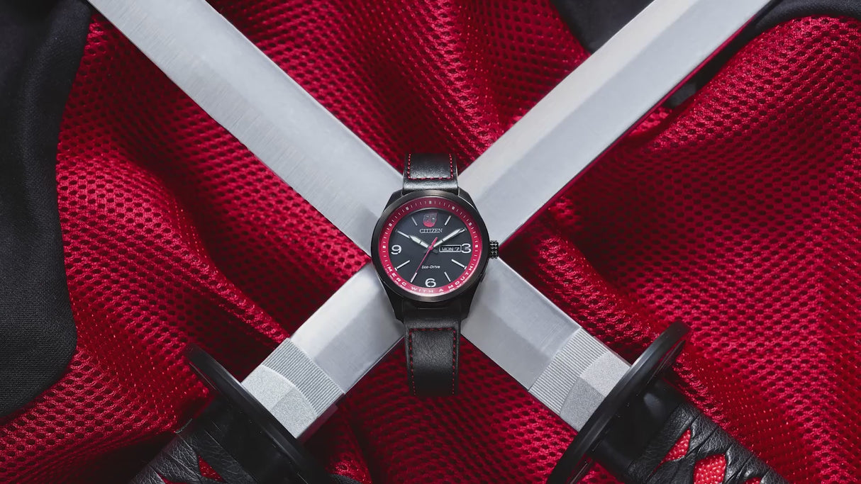AW0145-02W Reloj Citizen Here comes Deadpool Marvel Edition de caballero cuero
