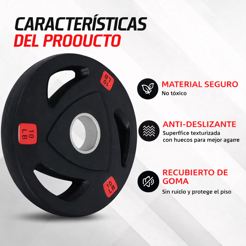 Discos de Caucho con Triple Agarre 2.5 Libras a 45 Libras Q11 la Libra Trigrip