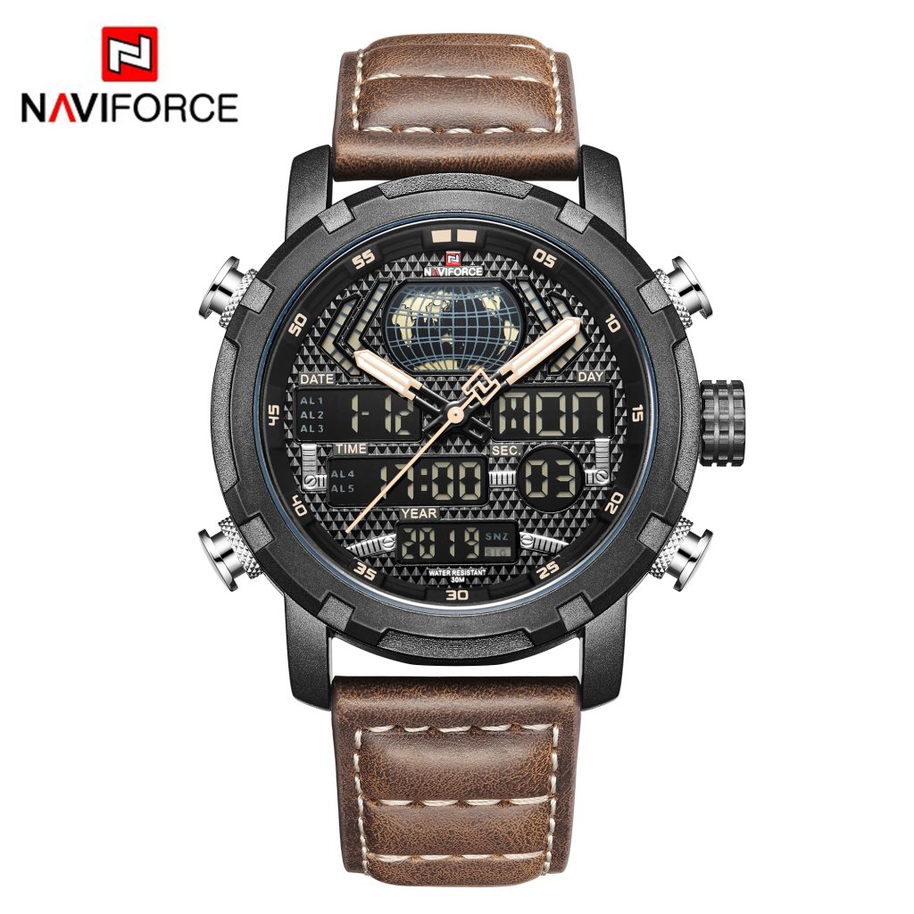 Reloj Naviforce NF9160-B-Y-BN Doble hora Hombre Pulsera Cuero